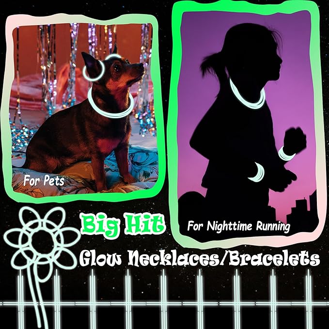 ILHSTY 100 pk Glow Sticks Bulk Party Favors and Decorations - 8" Glow in the Dark Party Supplies For Halloween Neon Party Light up Glow sticks Necklaces & Bracelets (White*100)