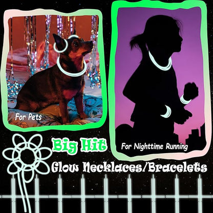 ILHSTY 100 pk Glow Sticks Bulk Party Favors and Decorations - 8" Glow in the Dark Party Supplies For Halloween Neon Party Light up Glow sticks Necklaces & Bracelets (White*100)