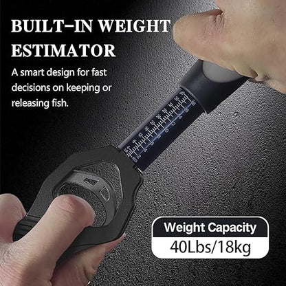 Eupheng 11.8'' Heavy-Duty Fish Gripper with Scale Rustproof Aluminum Body, Non-Slip Rubber Handle, Built-in Weight Estimator & Wrist Lanyard