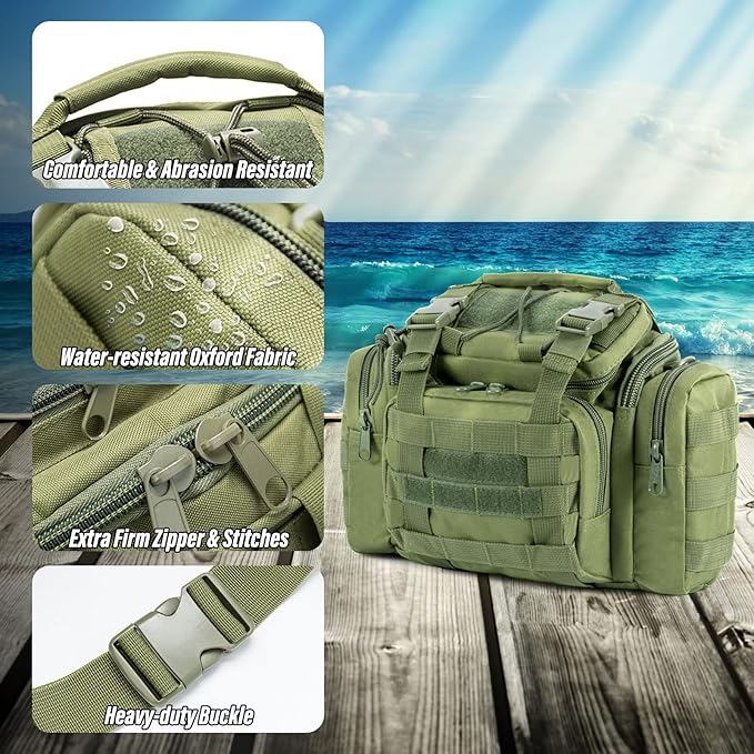 Dr.Fish Fishing Tackle Bag 5 Boxes with 60 Lures Included Loaded Stocked Tackle Box Set Spinner Lures Kit Freshwater Gear Equipment