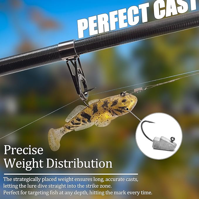 Soft Fishing Lures Shad Minnow Swimbaits, Pre-Rigged Jig Heads Paddle Tail Swim Baits for Bass, Trout, Walleye, Crappie, Sinking Jigs Bait for Saltwater Freshwater, Fishing Gifts for Men