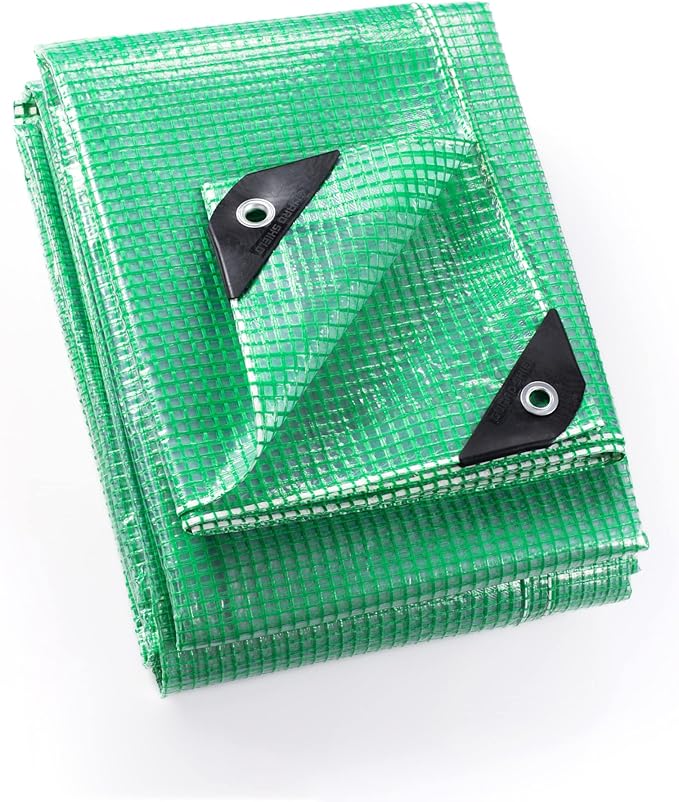 GUARD SHIELD Clear Green Tarp Heavy Duty 12x16 Feet Waterproof for Greenhouse Outdoor Garden Poly Cover UV Resistant 3x3 Weave 10mil