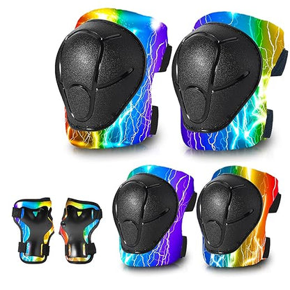 Gradient Color Kids Protective Gear Set Knee Pads for Kid 2-14 Years,W/ Adjustable Strap Kids/Youth Knee Pads Elbow Pads Wrist Guards Set for Inline Roller Skates,Cycling,BMX Bike,Skateboard,Scooter