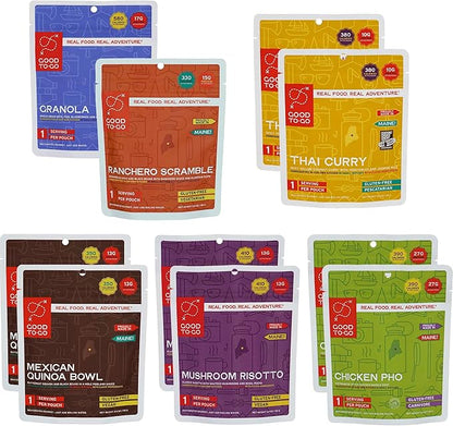 GOOD TO-GO Food Kit Assortments | Camping Food, Backpacking Food | Just Add Water Meals, Backpacking Meals | Dehydrated Meals Taste Better Than Freeze Dried Meals
