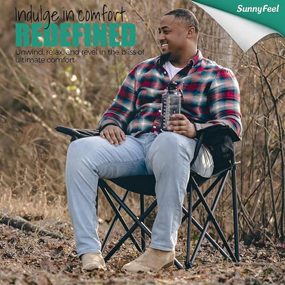 SUNNYFEEL Oversized Folding Camping Chair 500 LBS Heavy Duty Lawn Chairs for Adults Black Portable Folding with Armrest, Cup Holder, Pocket ＆Bag for Outdoor Camping/Beach/Travel/Picnic/Fishing