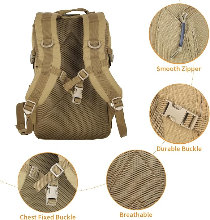 Small Tactical Backpack Military Daypack 12L Molle Bag Rucksack Army Daypack for Outdoor,Hiking,Camping,Travel (Tan)