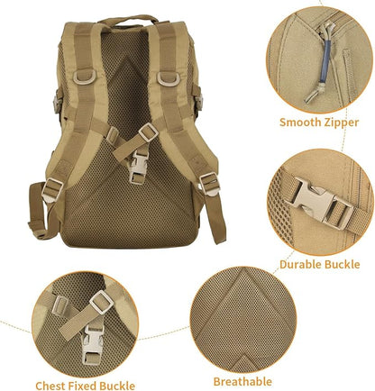 Small Tactical Backpack Military Daypack 12L Molle Bag Rucksack Army Daypack for Outdoor,Hiking,Camping,Travel (Tan)