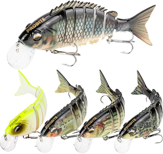 5PCS Lifelike Fishing Lures – Multi-Jointed Swimbait for Bass, Trout, Crappie, Walleye, Pike, Realistic Action with 3D Fish Eyes and Sharp Hooks, Perfect for Fishing Kits in Saltwater & Freshwater