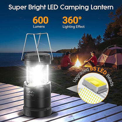 LETMY 2 Pack Camping Lanterns for Power Outages - Dimmable & 3 Color Modes, Battery Powered Lantern, Collapsible, Water Resistant Lantern Flashlight for Emergency, Hurricane, Storms, Outdoor Survival