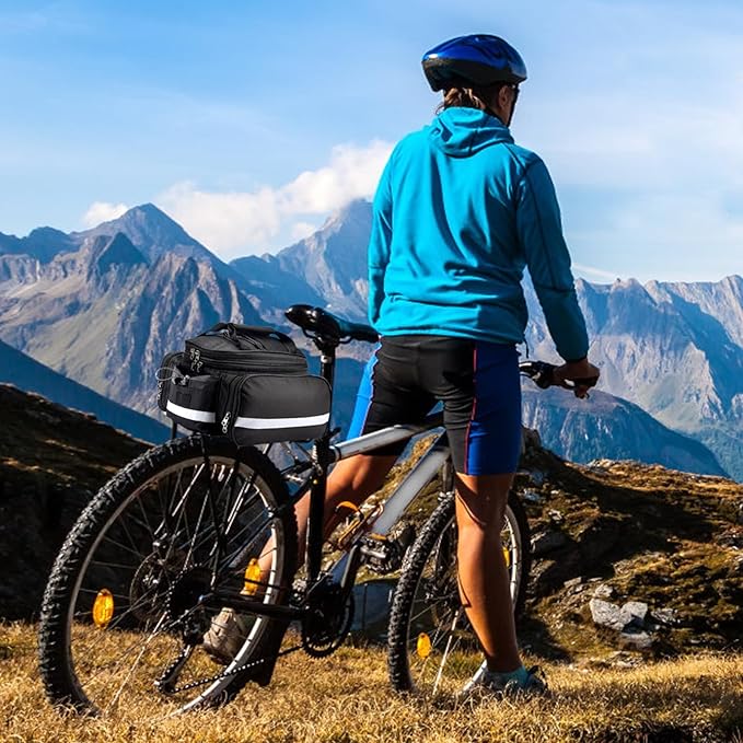 Coolrunner Panniers Bike Bags Bike Rear Rack Bag Bicycle Trunk Bag 27L Bicycle Rack Rear Bag with Rain Cover Bike Saddle Bag for Grocery Shopping Commuter Travel Outdoor Cycling Trip