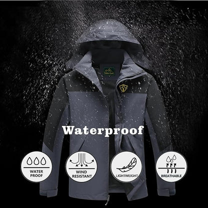 GIISAM Rain Jacket for Men, Mens Waterproof Raincoat Lightweight Rain Jackets Outdoor Rain Coat Windbreaker with Hood