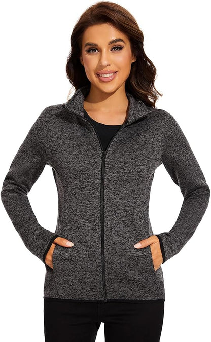COZZYON Women Fleece Zip Up Jacket Light Sweater Jacket