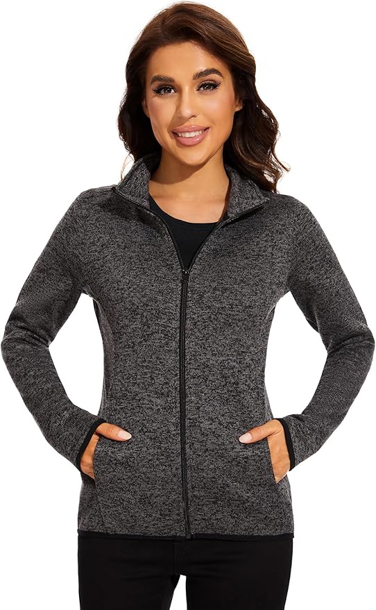 COZZYON Women Fleece Zip Up Jacket Light Sweater Jacket