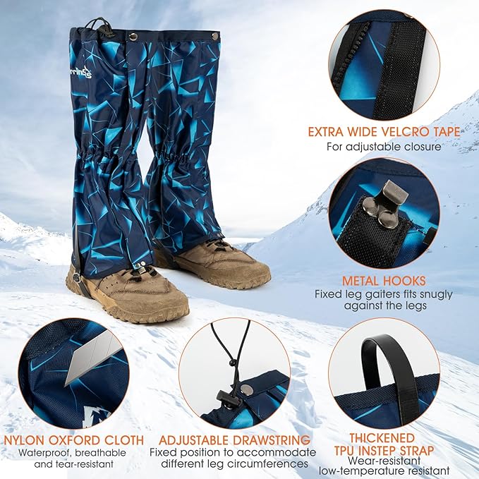 Waterproof Adjustable Leg Gaiters for Men and Women Snow Boot Gaiters for Hiking in Hunting Sand and Mud Mountain Climbing or Snowshoeing