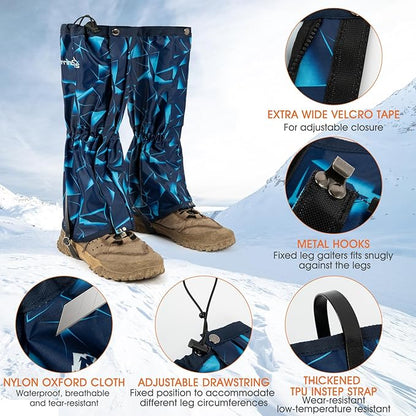 Waterproof Adjustable Leg Gaiters for Men and Women Snow Boot Gaiters for Hiking in Hunting Sand and Mud Mountain Climbing or Snowshoeing