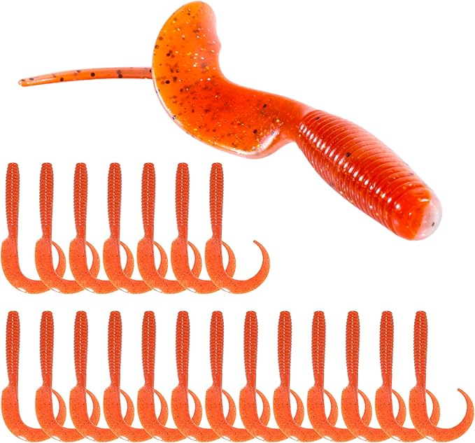 Curly Style Tail Worms Fishing Lures – Realistic Wavy Tail Soft Bait Grub Swimbaits for Saltwater & Freshwater Fishing, Available in 4 Inch & 6 Inch, Perfect for Bass, Trout, Crappie, & More