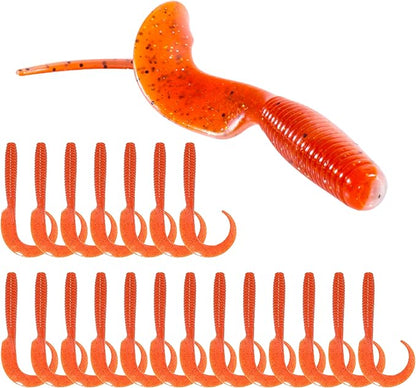 Curly Style Tail Worms Fishing Lures – Realistic Wavy Tail Soft Bait Grub Swimbaits for Saltwater & Freshwater Fishing, Available in 4 Inch & 6 Inch, Perfect for Bass, Trout, Crappie, & More