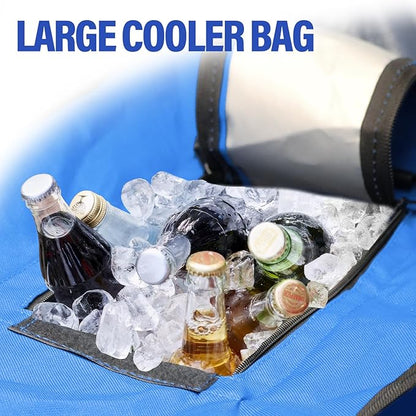 Double Beach Chair with Canopy Shade,Heavy Duty Camping Chair for Aduls,Folding Beach Chair with Cup Holder Cooler Bag for Sports Beach Outside（Blue）