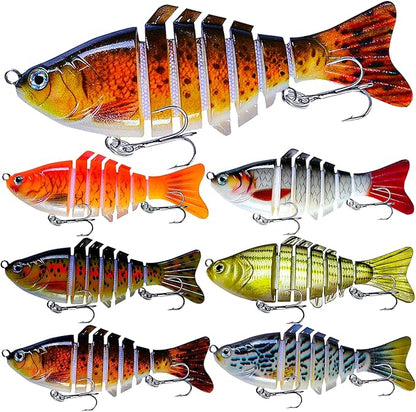 Multi Jointed Swimbait Saltwater Fishing Lures with Sharp Treble Hooks, Bass Fishing Lures Walleye Trout, Lifelike Slow Sinking Fish Bait Lures Kit Freshwater