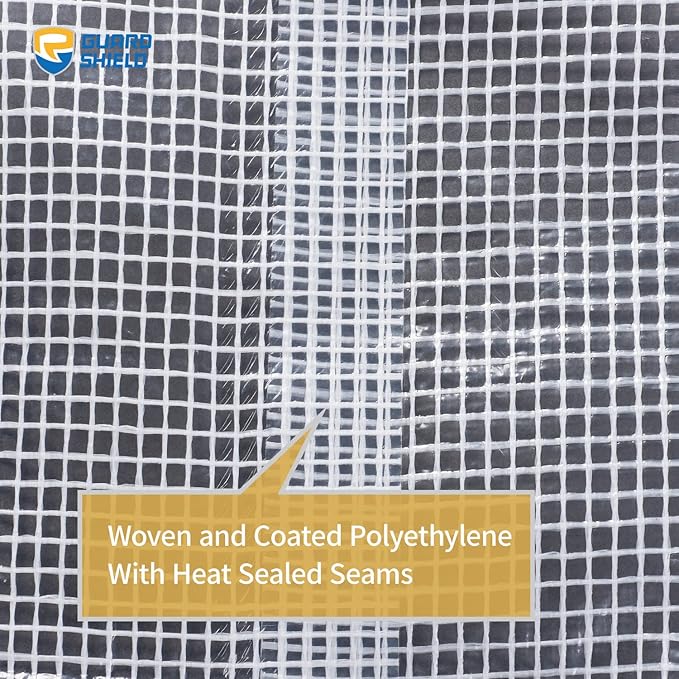 GUARD SHIELD Clear White Tarp Heavy Duty 10x10 Feet Waterproof for Greenhouse Outdoor Garden Poly Cover UV Resistant 3x3 Weave 10mil (2-Pack)