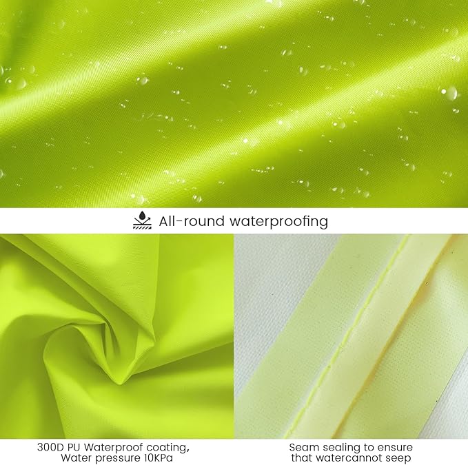 TCCFCCT Rain Coats Hi Vis Rain Jacket with Hood, Heavy Duty Rain Suits Waterproof, Long Safety Rain Gear for Hiking Camping Outdoor Activities, M Yellow