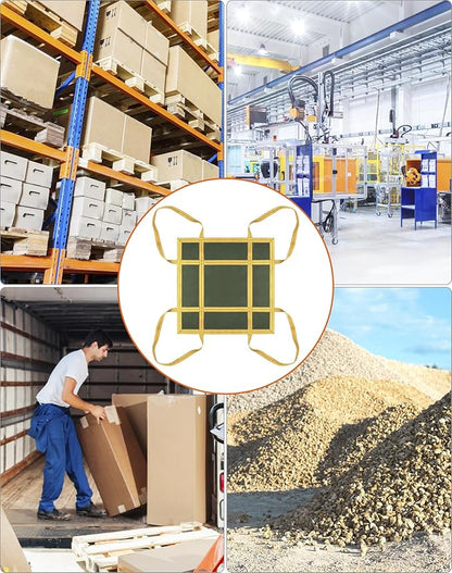 QWORK Heavy-Duty Canvas Cargo Lifting Pad Net - 3.28ft x 3.28ft Reinforced Handle Lifting Net for Construction, Logistics, and Transport, 2645lbs Load Capacity, Non-Slip Material