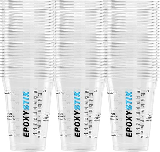 [Pack of 100] 10oz Disposable Graduated Measuring Cups for Mixing - Measurements in mL and Oz - Multipurpose Reusable Cups for Paint, Epoxy Resin, Stain, Liquid Mixing Cups