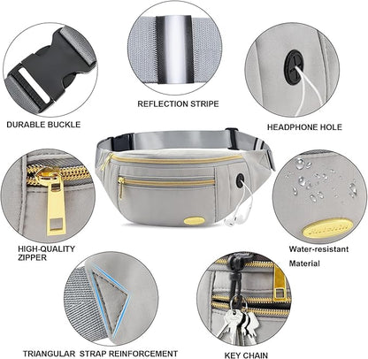 Entchin Fanny Pack for Women Men,Crossbody Belt Bag with 4-Zipper Pockets,Adjustable Waist Bag Pack,One of the Most Popular Travel Essential Gifts for Walking,Traveling,Cycling