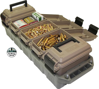 MTM AC5C 5-Can Ammo Crate Mini, Convenient size, Store 650 rounds of 9mm bulk ammo, Stackable, easy carry and transport of multi-caliber ammo, Rugged tactical carrying crate