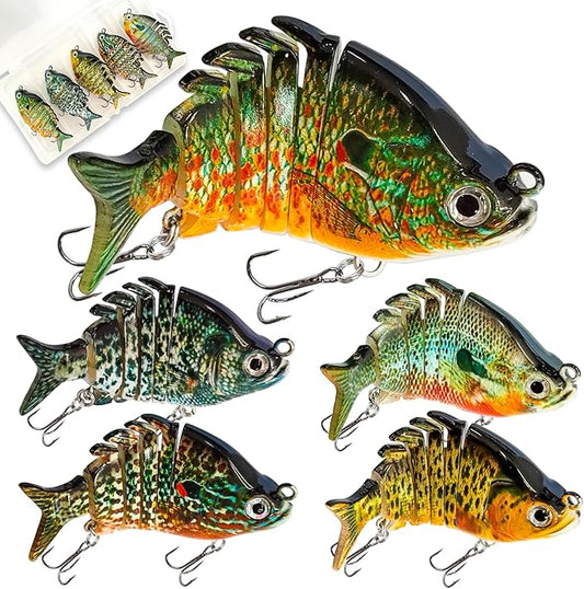 Multi Jointed Swimbait Saltwater Fishing Lures with Sharp Treble Hooks, Bass Fishing Lures Walleye Trout, Lifelike Slow Sinking Fish Bait Lures Kit Freshwater