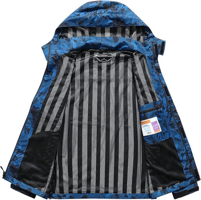 OTU Men's Lightweight Waterproof Hooded Rain Jacket Outdoor Raincoat Shell Jacket for Hiking Travel