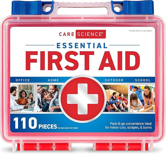 Care Science First Aid Kit, 110 Pieces | Professional Use for Travel, Work, School, Home, Car, Emergency, Survival, Camping, Hiking, and More