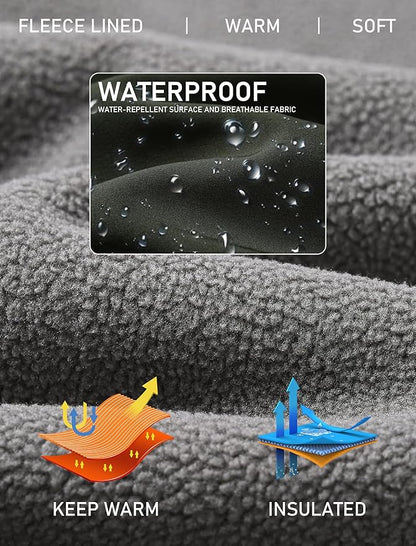 MoFiz Women's Fleece Lined Softshell Jacket Hooded Windproof Lightweight Insulated Jacket Full Zip Warm Coat