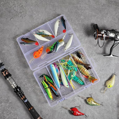 6 Pack Fishing Tackle Box Organizer Storage Clear Fishing Box with Movable Tray Plastic Waterproof Compartment Organizer for Lure Container Craft Beads Jewelry