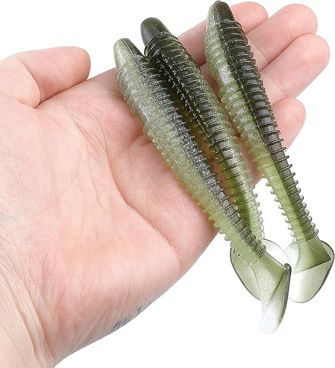 RUNCL Swimbaits Paddle 10/20/30/40PCS, 5/4/3/2 Inchs Paddle Tail, Soft Lure for Trout Crappie Bass, Durable Plastic Bait Swimmer for Saltwater/Freshwater, Fishing Lover's Gift