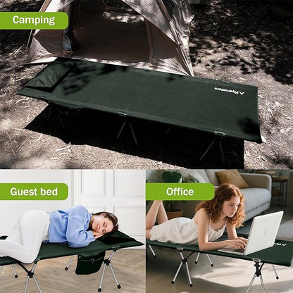 Camping Cot,Ultra-Lightweight Folding Backpacking Cot,300 LBS Weight Capacity,Adult Portable Camping Bed,Suitable for Camping,Hiking,Travel,Home,Office,Sleeping.75" x 26" x 15.8" (Green)