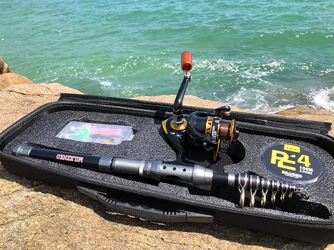 Telescopic Fishing Rod and Reel Combination, 240 Cm Carbon Fiber Rod, Adult Foldable Fishing Rod Suitable for Freshwater and Salt Water