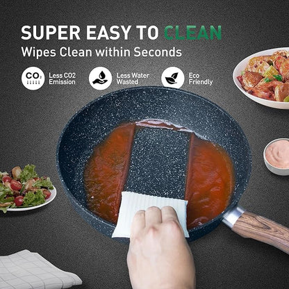 MAISON ARTS Pots and Pans Set Non Stick, Kitchen Cookware Sets Nonstick, 12 Piece Granite Cooking Pot and Pan for Induction, Stovetop, Blue