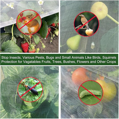 Garden Netting for Raised Bed 10'x 26', Mesh Netting Plant Covers, Bird Netting for Garden Protection, Plant Net Barrier, Screen for Row Cover, Vegetables, Fruits, Flowers