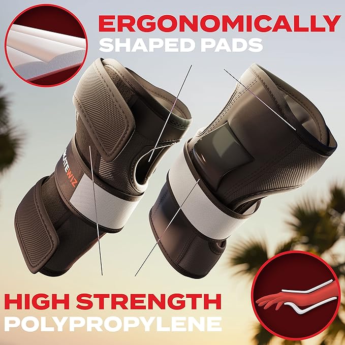 SKATEWIZ Skating Protective Gear Adult Knee Pads, Elbow Pads and Wrist Guards for Adults [6pc] - Shield - Roller Skates, Inline, Skateboard - Designed in Germany