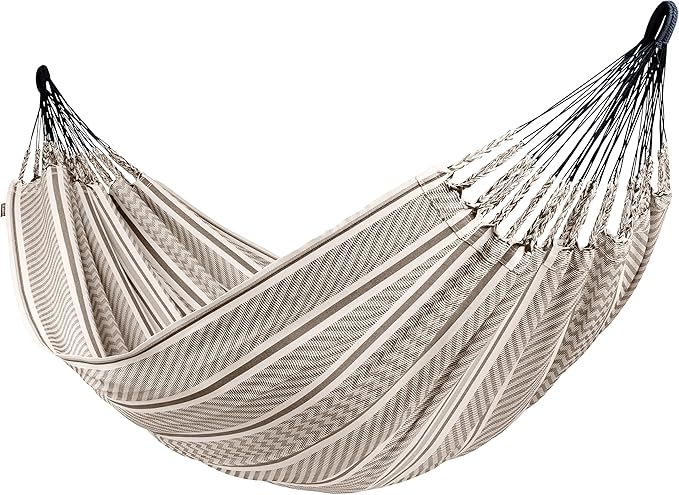 LA SIESTA Flora Classic Cotton Hammock & CasaMount Suspension Kit for Walls, Ceilings & Square Beams - Indoor Outdoor Large 2 Person Double Hammock, Zebra
