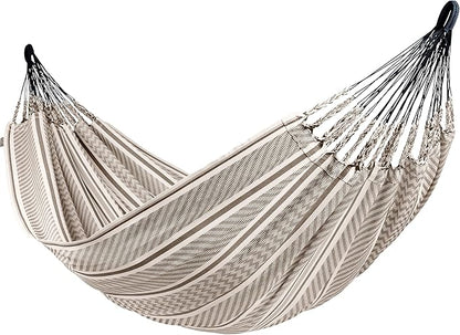 LA SIESTA Flora Classic Cotton Hammock & CasaMount Suspension Kit for Walls, Ceilings & Square Beams - Indoor Outdoor Large 2 Person Double Hammock, Zebra