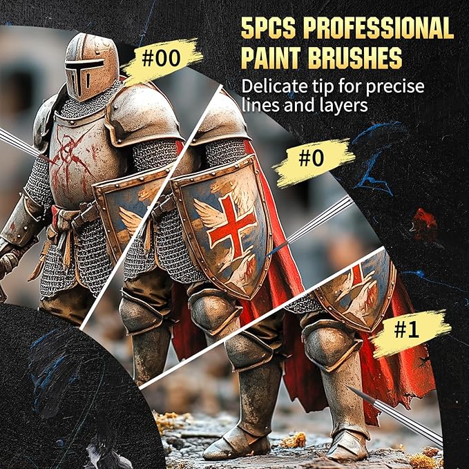 Kolinsky Sable Brushes Miniature 5PCS Professional Fine Detail Micro Artist Paint Brush Set for Watercolor, Acrylic, Oil, Model, Paint by Numbers