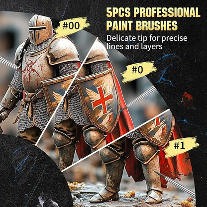 Kolinsky Sable Brushes Miniature 5PCS Professional Fine Detail Micro Artist Paint Brush Set for Watercolor, Acrylic, Oil, Model, Paint by Numbers