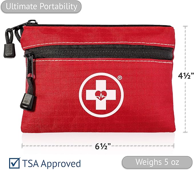 Swiss Safe 2-in-1 First Aid Kit for Car, Travel & Home, Businesses - Bonus Mini Kit for Medical Emergency Aid, Survival, Camping - 64 Piece, Travel FAK