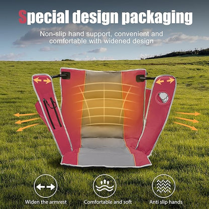 XMT Premium Padded Folding Chair, Extra Wide & Heavy Duty 450lbs Capacity, Portable Camping Chair with Insulated Cooler, Cup Holder & Storage, Compact Foldable for Outdoor, Beach, Picnics