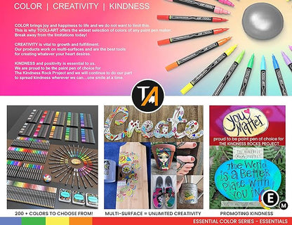 TOOLI-ART Black And White Acrylic Paint Markers Paint Pens Set For Rock Painting, Canvas, Mugs, Metal, Glass Paint, Fabric, Wood, DIY. Non Toxic, Quick Dry,Waterbas (MEDIUM)