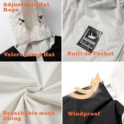 GIISAM Rain Jacket for Men, Mens Waterproof Raincoat Lightweight Rain Jackets Outdoor Rain Coat Windbreaker with Hood