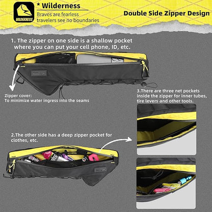 Bicycle Frame Bag Bike Triangle Bag Waterproof Bike Bag 2.4L with Dual Side Mesh Pockets for MTB Road Bike Cycling Commuting and Outdoor Adventures