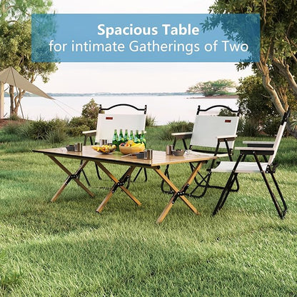 Folding Camping Table, 48Inch Lightweight Roll-Up Table Aluminum Low Portable Picnic Table with Carrying Bag for Outdoor, Beach, Picnic, Backyards, BBQ and Party Log Color